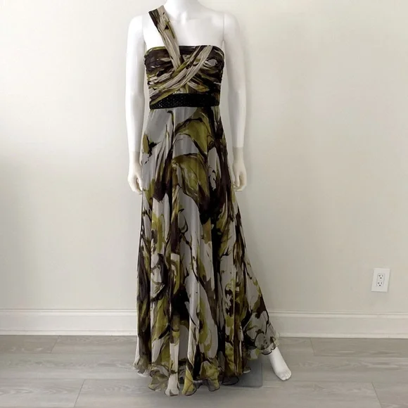 Teri Jon | Dresses | Teri Jon Rickie Freeman Gown Long Dress Green Gray  Black | Poshmark